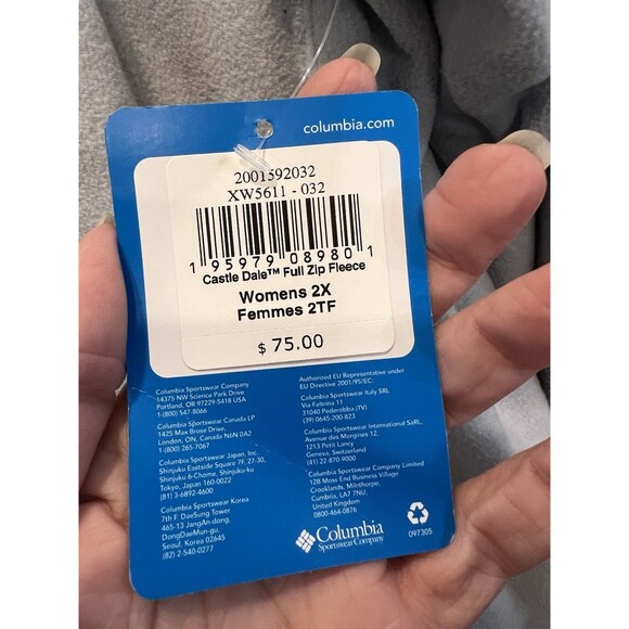 Columbia Women's Castle Dale Full Zip Fleece Jacket pockets Light Gray 2x NWT - Picture 3 of 10